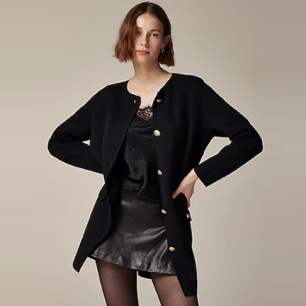 J. Crew Long Giselle Sweater Blazer Black